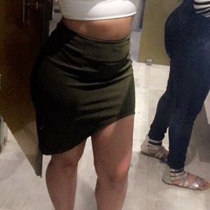 Side cut olive green skirt